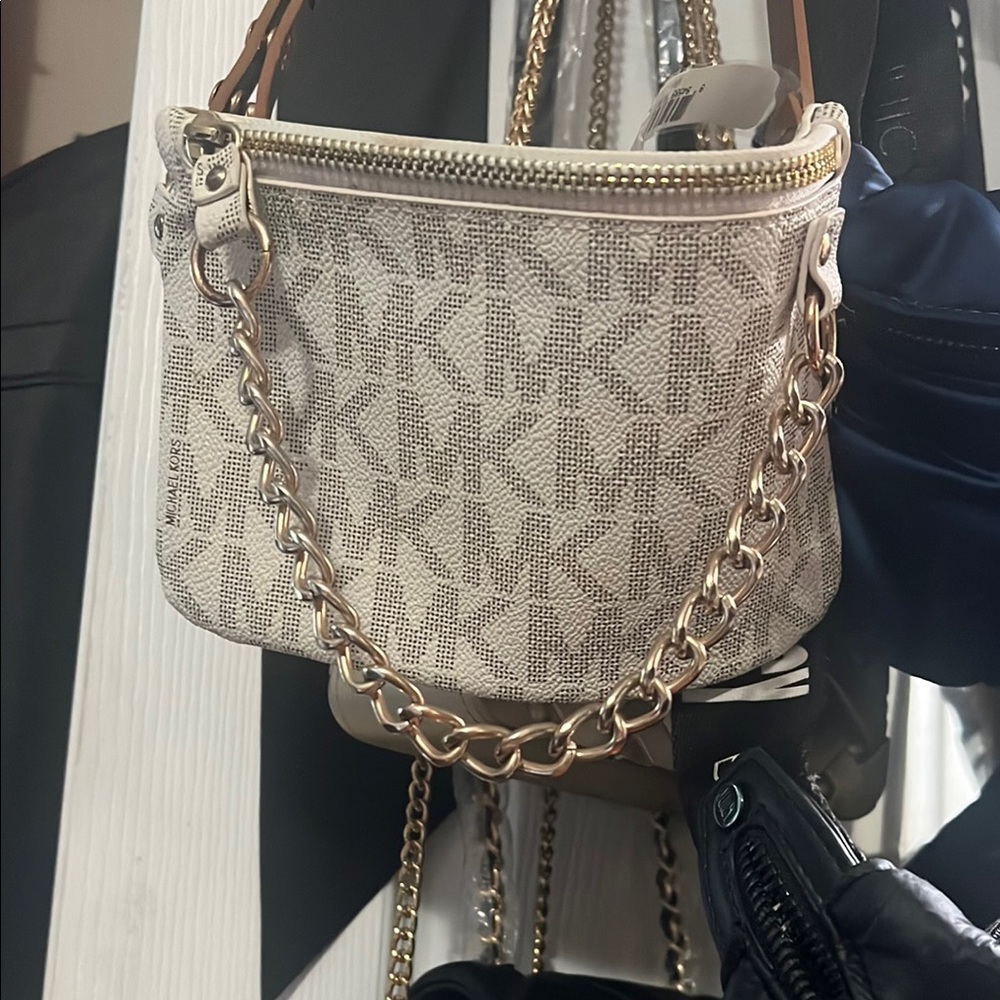 Michael Kors White Logo Crossbody Bag